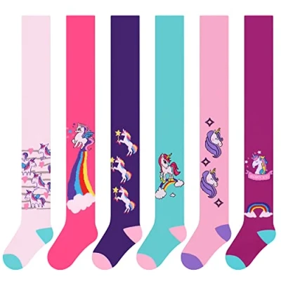 Afbeelding van L&amp;K II set van 6 kindermaillots voor meisjes, met eenhoornpatronen en kleuren, in 2715, serie 2730, 122 128