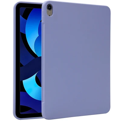 Afbeelding van Apple iPad Air 2022 Hoes: Accezz Liquid Silicone Backcover met penhouder Softcase,Backcover Lila Siliconen En TPU (zacht) Tablet Hoezen