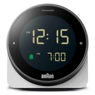 Afbeelding van Braun BC24W Wekker Digitaal Halfrond Alarm Snooze 12/24H Achtergrondverlichting Wit Zwart