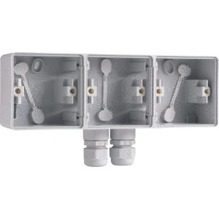 Afbeelding van Niko Hydro Opbouwbak 3V Hor. 2xM20 Grijs 700 84952