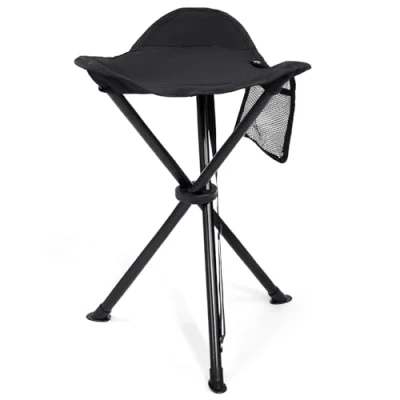 Afbeelding van EVER ADVANCED Opvouwbare kruk statief hoog 53 cm lichtgewicht campingkruk compact draagbaar visstatief campingstoel opvouwbaar voor buiten reizen wandelen tuin rugzak houdt 102 kg zwart