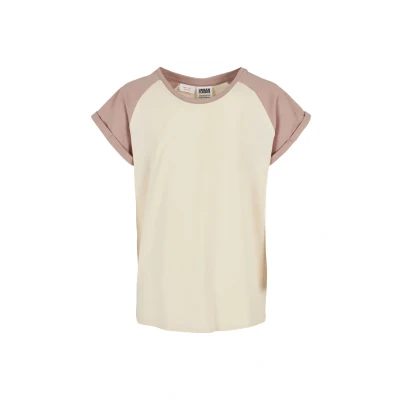 Afbeelding van Urban Classics Contrast Raglan Tshirt print voor kinderen, Maat: 110/116, Whitesand duskrose