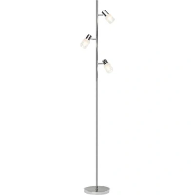 Afbeelding van BRILLIANT lamp Lea LED vloerlamp triple ijzer/chroom 3x D45, E14, inclusief 4W droplamp, (450lm, 2700K) Schaal A ++ tot E Met voetschakelaar