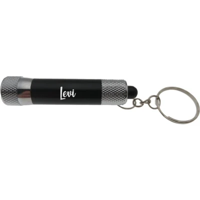 Afbeelding van Zaklamp Sleutelhanger Met Naam Zwart Levi
