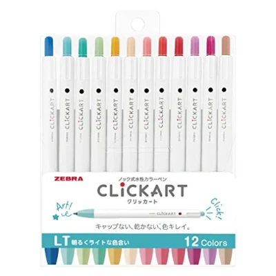 Afbeelding van ZEBRA Clickart Watergedragen Pen Helder Licht 12 Kleuren Set, Wyss22 12Clt