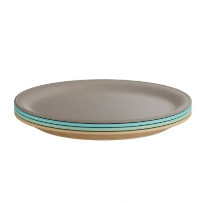 Afbeelding van nip Set baby en kinderborden met motief, vaatwasserbestendig kinderservies, extra plat perfect voor het starten van bijeten, plastic borden, BPA vrij, zonder melamine, matte kleuren