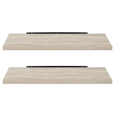 Afbeelding van EUGAD 0041QJ 2 wandplank, muurplank, set van hangplanken, houten plank, modern, Sonoma eiken, 100 x 22,9 3,8 cm