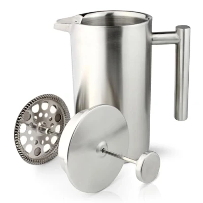 Afbeelding van Café Ole CFD 06S 6 kopjes dubbelwandig rechtzijdig cafetiere koffiezetapparaat, satijn, 800 ml/0,8 liter
