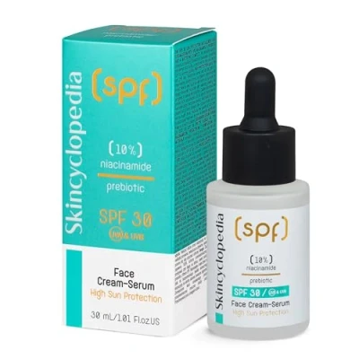 Afbeelding van Skincyclopedia Zonbeschermende Anti onzuiverheden Gezichtscrème Serum SPF 30 10% niacinamide, zink, een prebioticum matterend complex Verkleind poriën Hoge bescherming tegen UVA en UVB stralen