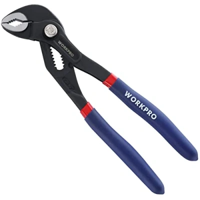 Afbeelding van WORKPRO Professionele waterpomptang 180 mm van Cr V staal Buistang verstelbaar Snelspanner met groef glijscharnier Max. opening: 33mm