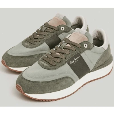 Afbeelding van Pepe Jeans Buster Sneakers laag, Heren, Maat: 42, Khaki green Leer en textiel
