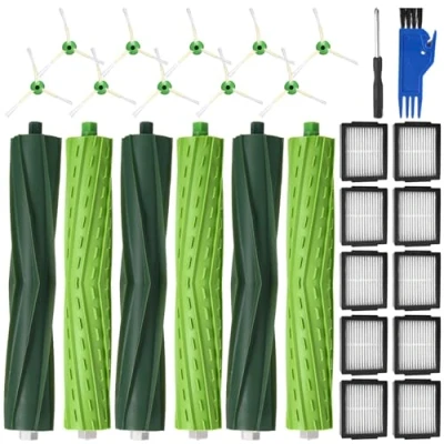 Afbeelding van SOBEAU accessoireset reserveonderdelen voor iRobot Roomba i7 i7+ i3 i3+ i4 i4+ j7 j7+ i8 i8+, borstelaccessoires E/I/J, 3 sets rubberen borstels, 10 hoogwaardige filters, zijborstels
