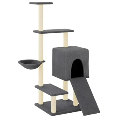 Afbeelding van vidaXL Kattenmeubel met sisal krabpalen 130,5 cm donkergrijs