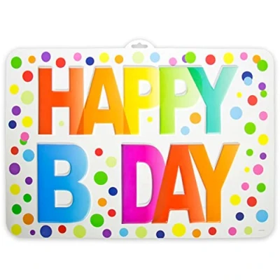 Afbeelding van Happy Bday Stippen Deurbord 52x38cm