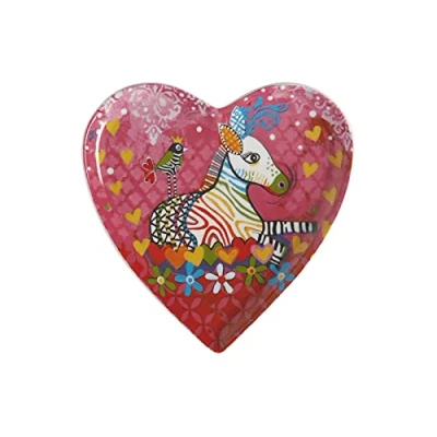 Afbeelding van Maxwell &amp; Williams Love Hearts Hartvormig Ontbijtbord met Zigzagmotief, Porseleinen Gebaksbordje in Geschenkverpakking, Roze, 15,5 Centimeter