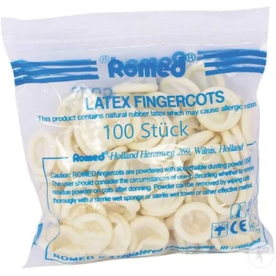 Afbeelding van Romed Latex Vingercondoom Small 500 Stuks Hygiënische Bescherming voor Vingers Ideaal Medische Toepassingen, Vingerbobs, Vingerverband en Vingerlingen