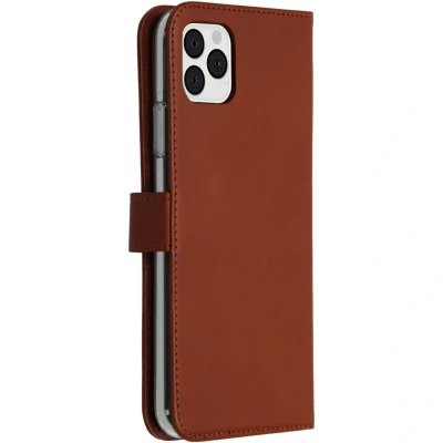 Afbeelding van Apple iPhone 11 Pro Max Hoesje Echt leder Selencia Bookcase Lichtbruin Telefoonhoesje