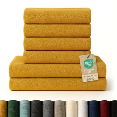 Afbeelding van Blumtal Terry Handdoeken Set 2 x Baddoek &amp; 4 Handdoek: Mosterd