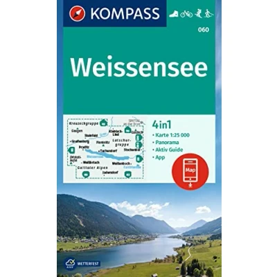 Afbeelding van 060 weissensee: 4in1 Wanderkarte mit Aktiv Guide und Panorama inklusive Karte zur offline Verwendung in der KOMPASS App. Fahrradfahren. Skitouren. Langlaufen.