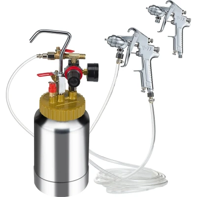 Afbeelding van VEVOR 30L Spuitverf Drukpot Verfpistool Verftank Maximaal 70psi Verfspuitsysteem met 4 Zwenkwielen voor Woondecoratie en Industrieel Spuiten Meubels Muren Schuttingen