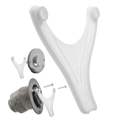 Afbeelding van Condenswaterafvoer voor camper, schoorsteenafvoer geschikt Truma onderdeel ZR80, 96 mm gatafstand, minimaliseert vuil en ijsvorming, afvoerkap schoorsteenafdekking, uitlaatpijp, 1 stuk, wit