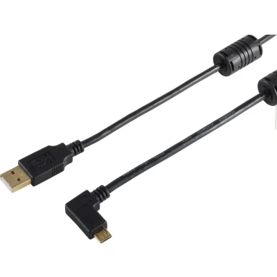 Afbeelding van USB Micro B haaks naar A kabel USB2.0 tot 2A / zwart 1 meter