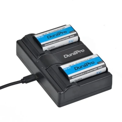 Afbeelding van DuraPro 2 x 2100 mAh CR V3 Battery+ LED Dual USB oplader voor Kodak RLCRV3, SBP 1103, ULCR V3R, VLCRV3, 1080142; Olympus C3000 C3040 C 40Z 2100UZ 3030 3040Z