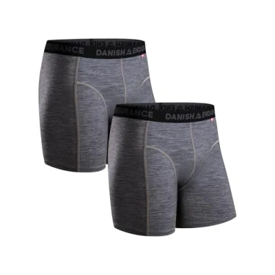 Afbeelding van DANISH ENDURANCE Merinowollen Boxershort Heren Thermoondergoed Ultrazacht Grijs 2 pack XL