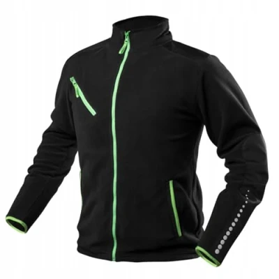Afbeelding van NEO TOOLS Heren fleece werkjas met Cordura zwart/navy blauw Gr. S 3XL Premium jack voor mannen reflecterende elementen warm en licht gebreid fleecejack neon inzetstukken, zwart, XL