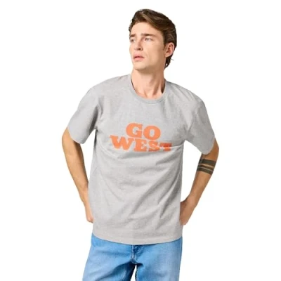 Afbeelding van Wrangler Graphic Tshirt print, Heren, Maat: Medium, Light grey