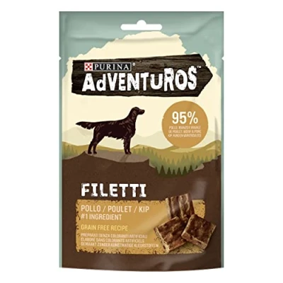Afbeelding van Purina Adventuros High Meat Filets Hondensnack rijk in kip 70 g
