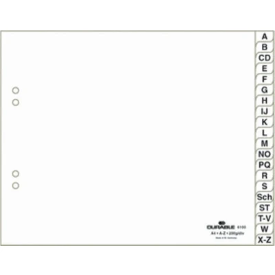 Afbeelding van Durable Tabbladen A4 20 delig bedrukte tabs A Z (Duits) deels voorbl P