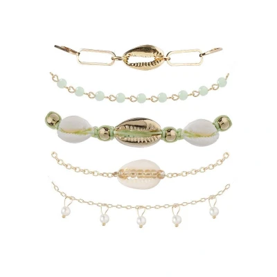 Afbeelding van Jomide Armbandenset Bohemian Vintage Green Goudkleurig 5 delig