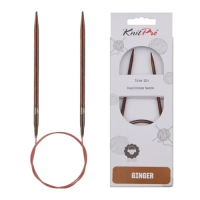 Afbeelding van KnitPro 31067 Ginger rondbreinaald, hout, natuur/bruin, 3,5 mm, 60 cm