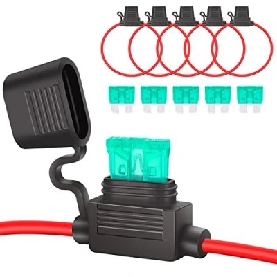 Afbeelding van JatilEr Inline zekeringhouder 12v 5 Stks, waterdichte 12AWG, Lijnzekering Koperdraad met 30A zekering voor auto/vrachtwagen/motorfiets/boot