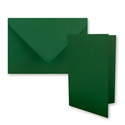 Afbeelding van FarbenFroh, vouwkaarten DIN B6, set van 50 stuks met enveloppen in donkergroen (groen) 120 x 170 mm ideaal voor uitnodigingskaarten, bruiloft, doop, communie, vormsel merk: FarbenFroh