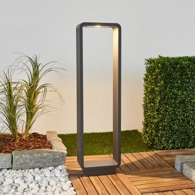 Afbeelding van Lucande LED buitenlamp 1licht drukgegoten aluminium H: 80 cm grafietgrijs Inclusief lichtbron