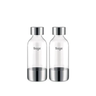 Afbeelding van Sage de InFizz flessen 0,6 liter, compatibel met Fusion Home Soda Maker 2 stuks, Geborsteld Roestvrij Staal