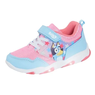 Afbeelding van Bluey Light Up Trainers voor Meisjes Puppy Gemakkelijk Fasten Sportschoen met Knipperende LED Verlichting Sneakers, roze, 9 UK Child