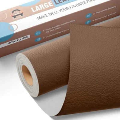 Afbeelding van Leder reparatie kit, 40 x 160 cm OAZ kunstleer zelfklevend, kit lederen patch zelfklevende patches voor autostoelen meubels sofa tassen,Karamellbraun