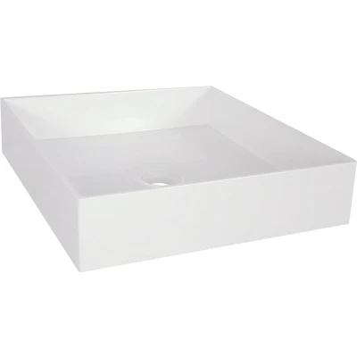 Afbeelding van Differnz Jura opbouw waskom mineraalmarmer vierkant 42x10cm wit
