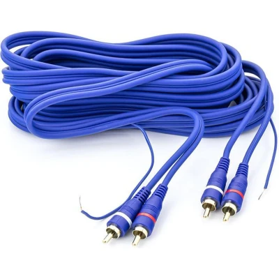 Afbeelding van RCA kabel Tulp Verguld 2x Dubbel Afgeschermd Audio 5 meter inclusief remote Blauw (CL195 B)