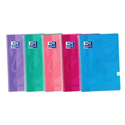 Afbeelding van Oxford, Notitieboeken, A4, geruit, 4 x 4, zachte omslag, 80 vellen, 5 stuks, trendy kleuren