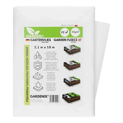 Afbeelding van GARDENIX lentetuinvlies van 21 m² met waterdoorlatendheid, voor het afdekken groentebedden, UV stabilisatie (2,1 m x 10 m)