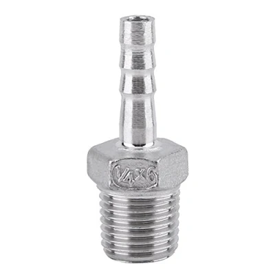 Afbeelding van 1 x verbindingsstuk voor , Pneumatic Pipe Fittings Push in connector slang, barbelled, met schroefdraad, adapter van roestvrij staal SS304, 1/8 inch 3/4 (1/4 6 mm).