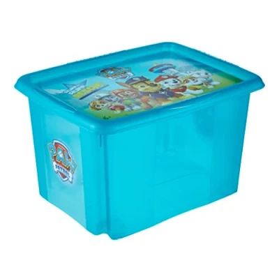 Afbeelding van keeeper Paw Patrol opbergdoos met deksel, draaibaar en stapelbaar, voor kinderen, 30 l, Karolina, Fresh Blue transparant