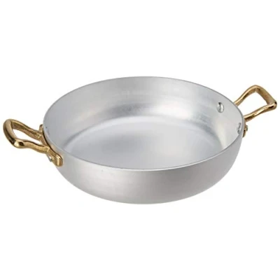 Afbeelding van Pentole Agnelli Linea 1932 serveerpan van aluminium met twee handgrepen messing