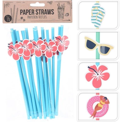 Afbeelding van Rietjes Papier Set 16 stuks 4 varianten