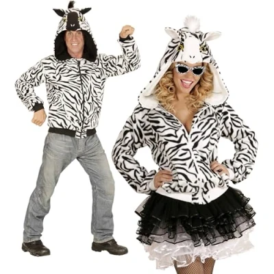 Afbeelding van Widmann Zebra Kostuum Cute Hoodie, Zwart / Wit Small Medium Carnavalskleding Verkleedkleding