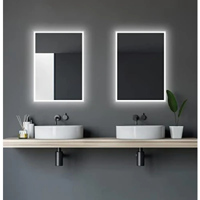 Afbeelding van Talos badkamerspiegel met verlichting 50 x 70 cm LED spiegel lichtframe geschikt voor vochtige ruimtes door aluminium frame lichtkleur neutraal wit 4200 Kelvin